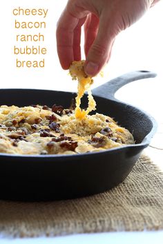 a skillet with some food in it