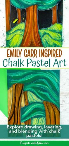 an easy art project for kids to do with chalk pastel and paint the tree