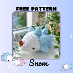 a crocheted stuffed animal that looks like a fish is featured in the free pattern