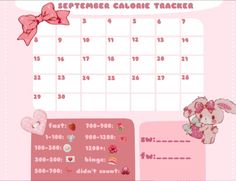 Calorie tracker calendar September weightloss aesthetic cute pink Calorie Tracker February 2023, Month Calorie Tracker, Cute Calorie Tracker, September Calorie Tracker, November Calorie Tracker, May Calorie Tracker, Calorie Tracker Aesthetic, September Tracker