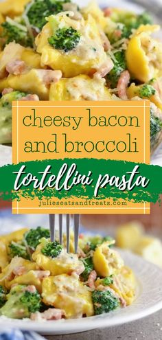 Cheesy Bacon And Broccoli Tortellini Pasta, Christmas dinner recipe, easy dinner recipes Cheese Tortellini Recipes, Bacon Casserole, Tortellini Pasta, Tortellini Recipes, Quick Dishes, Cheesy Bacon, Cheese Tortellini, Delish Recipes, Broccoli And Cheese