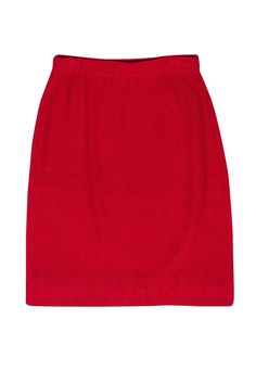 You'll be bright and bold in the office with this pencil skirt from St. John! Features a chic knit design and is perfect for adding a pop of color to your professional wardrobe. Wear with a blazer and pumps for a sleek and sophisticated look. Size 2 Pull on w/ elastic waistband Unlined Pencil style Knit Waist 32" Total length 22.5" Elegant Red Pencil Skirt For Work, Chic Red Pencil Skirt For Work, Red Pencil Skirt For Formal Occasions, Formal Fitted Red Pencil Skirt, Red Pencil Skirt For Fall Workwear, Red Pencil Skirt For Workwear In Fall, Classic Red Skirt For Work, Classic Red Workwear Skirt, Red Knee-length Pencil Skirt For Formal Occasions