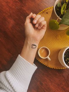 Minimal coffee tattoo Unforgettable Tattoo, Delicate Feminine Tattoos, Minimal Coffee, Blue Rose Tattoos, Sigil Tattoo, Laser Removal