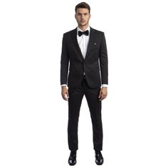 Elevate Your Style With The Tazio Solid Skinny Fit 2-Piece Suit Set, A Pinnacle Of Modern Sophistication. This Meticulously Crafted Suit Boasts A Sleek, Single-Breasted Jacket Elevate Your Style With The Tazio Solid Skinny Fit 2-Piece Suit Set, A Pinnacle Of Modern Sophistication. This Meticulously Crafted Suit Boasts A Sleek, Single-Breasted Jacket With A Peak Lapel, 1 Fabric Button Closure, And Underarm Sweat Guards For Comfort. The Pants Feature A Flat Front, Extended Button Closure, And Ampl Semi-formal Slim Fit Suiting Fabric Set, Black Slim Fit Workwear Sets, Slim Fit Black Sets With Notch Lapel, Black Slim Fit Sets With Notch Lapel, Black Slim Fit Sets For Workwear, Black Slim Fit Business Sets, Black Slim Fit Sets For Business, Tailored Black Sets For Evening, Semi-formal Black Suiting Fabric Set