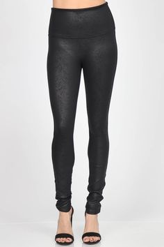 We are so excited to announce our newest leatherette leggings!We've been working for months to bring you the best fabric that shapes, supports, and keeps you looking good yet comfortable all day long. Features our iconic six inch tummy-control waistband and a leather-like sheen.An absolute MUST-HAVE for your collection! This design features a distressed leather look. Dressy Leggings, Textured Leggings, Black Faux Leather Leggings, Fuzzy Sweater, Stretch Leggings, Fabulous Dresses, Looking Good, Faux Leather Leggings, Distressed Leather