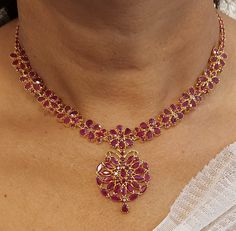 22 Karat Gold Ruby Necklace & Drop Earrings Set - 235-GS3604 - in 36.750 Grams for USD $3515.72. 
Made in India by Totaram Jewelers Online this product is in Gold - 22 Karat BIS Hallmark 916 KDM Gold  & is an excellent gift for Adult - Women. Ships fully insured with secured guaranteed delivery for free with your order over $250 from New Jersey USA & comes with 30 days exchange policy. Elegant Ruby Temple Necklace With Gemstones, Elegant Ruby Gemstone Temple Necklace, Formal Ruby Temple Jewelry Necklace, Elegant Red 22k Gold Temple Necklace, Yellow Gold Ruby Temple Necklace For Celebration, Elegant Ruby Temple Necklace For Formal Occasions, Elegant Ruby Temple Necklace For Formal Events, Formal 22k Gold Red Jewelry, Elegant Red Temple Necklace For Formal Occasions