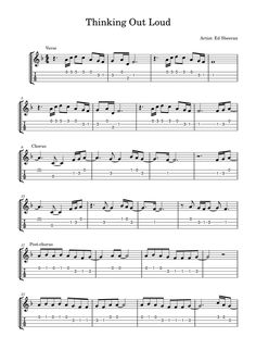 sheet music with the words thinking out loud