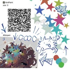 a qr code for an anime character with colorful stars and confetti in the background