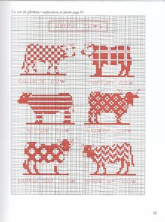 the cross stitch pattern shows different types of animals