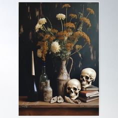 High-quality posters to hang in dorms, bedrooms or offices. Multiple sizes are available. Printed on 185gsm semi gloss poster paper. Additional sizes are available. Skull vase dark academia gothic cottagecore decor Dark Academia Halloween, Skull Vase, Gothic Dark Academia, Gothic Cottagecore, Dark Academia Gothic, Fairytale Houses, Deco Halloween, Cozy Desk