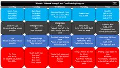 the week 3 workout schedule is shown in red, white and blue