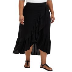 Reposhing This Item I Purchased From @Insidethegrip. Loved It, But Ready To Rotate For Something New. Questions? Leave A Comment Below! Scuba Skirt, Hi Low Skirts, Skirt Images, Plus Size Skirts, Black Maxi, Black Ruffle, Bottom Clothes, Ruffle Hem, A Line Skirts