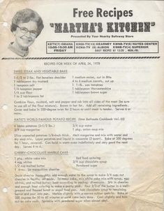 an old recipe for martha's kitchen is shown in this file photo provided by the author