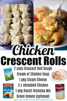 chicken crescent rolls recipe with instructions for making them