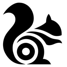 a black and white silhouette of a squirrel with an acorn on it's tail