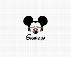 a mickey mouse with glasses on it's head and the word grandpa written in black