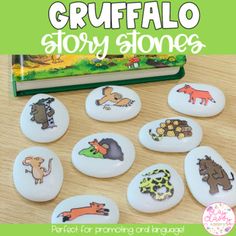 a book with pictures of animals on it and the title, crufflo story stones