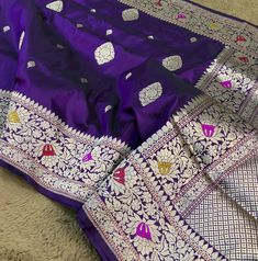 This is a very beautiful pure banarasi kataan silk handloom saree . Cutwork weave , pure silk and rich pallu design . Saree length - 5.5 mtr. Blouse - 1 mtr.  Dry clean only . Please note - color may be vary a little due to sunlight and photography . Please message us after purchasing in case you want fall and Pico done it not . No extra charges for fall and Pico but inform us . Blouse stitching is also available . Traditional Banarasi Silk Dupatta As Gift, Traditional Banarasi Silk Dupatta For Gift, Traditional Art Silk Saree For Gift, Diwali Gift Saree, Festive Banarasi Silk Saree, Banarasi Silk Saree With Zari Weaving As Gift, Zari-weaved Saree Traditional Wear For Gift, Festive Banarasi Silk Saree As Gift, Festive Banarasi Silk Saree Gift