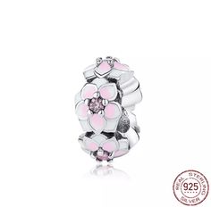 Sterling Silver 925 Flowers charm for Bracelet Pink Magnolia Flower, Pink Magnolia, Pandora Style, Pandora Bracelet Charms, Pandora Charm, Magnolia Flower, Cz Jewelry, Pandora Bracelets, Crystal Charm