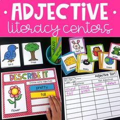 an interactive activity center with pictures and words to help students learn how to use them