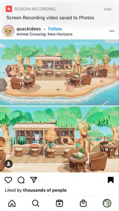 two screenshots of an animated beach scene