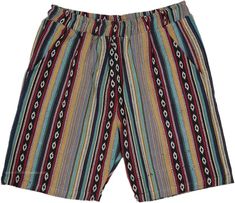 Ethnic Mountain Print Shorts from Nepal - These summer shorts are made from heavy cotton that has been hand woven on looms in the Kathmandu Valley. These hand-loomed cotton shorts are a bright addition to a casual summer wardrobe and are extremely comfortable in the summer heat. These striped shorts feature two side pockets and a drawstring elastic waistband. Inspired by the hill tribes of the Himalayas they are an unique style in hippie bohemian clothing. They can be coordinated with a variety Traditional Cotton Shorts For Summer, Casual Summer Wardrobe, Hippie Shorts, Kathmandu Valley, Fashion Shorts, Hippie Style Clothing, Bohemian Clothing, Mountain Print, Fire Fits