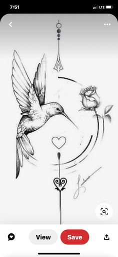 a bird flying next to a clock with two birds on it's face and the words love