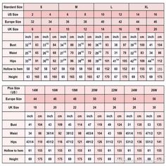 the size chart for women's shoes in sizes and colors, with measurements to choose from