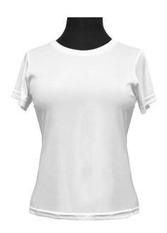 Sublimation T-Shirt ( 100% Polyester White) Ladies Tee * Ultra Soft Feeling * Ladies fit * Great for sublimation * Weight 160g /5.7oz * Double stitch on sleeves, bottom seam and neck * Tagless * Medium center back length 27" * Available Sizes S- 2XL White Moisture-wicking Short Sleeve T-shirt, Stretch Short Sleeve T-shirt With Sublimation Print, Sports Tops With Sublimation Print And Short Sleeves, White Moisture-wicking Crew Neck Shirt, White Stretch Short Sleeve T-shirt, White Stretch Pre-shrunk Tops, Stretch Sports Top With Sublimation Print, Basic Crew Neck Moisture-wicking T-shirt, Moisture-wicking Basic Crew Neck T-shirt