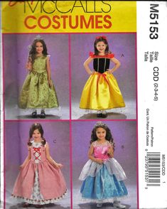 McCall's M5153/MP403 Girls Fairy Tale Princess Dress Costume Sewing Pattern. Pattern 5153/MP403 is UNCUT and in factory folds. Girls Size 2, 3, 4, 5 Fairy Tale Princess Dress, Toddler Princess Costume, Fairytale Costume, Princess Dress Costume, Tulle Costumes, Princess Dress Patterns, Princess Dress Fairytale, Fairy Tale Princess, Bride Costume