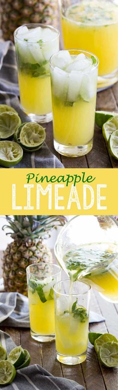 pineapple limeade in glasses on a table