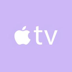 the apple tv logo is shown on a purple background with white letters and an apple