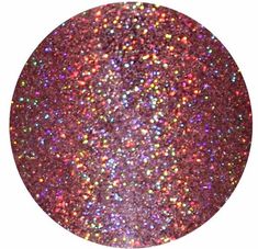 a round purple glitter with multicolored flakes on the top and bottom half