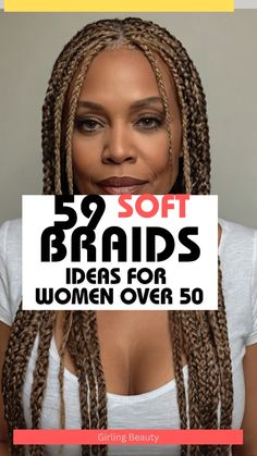 Discover 58 bold and beautiful braids ideas tailored for women over 50! These styles are elegant yet fun, from classic French braids to intricate cornrows, letting you express confidence with a touch of flair.  #BraidsForWomen #Over50Beauty Trending Braided Hairstyles, Intricate Cornrows, Elegant Braided Hairstyles, Big Cornrows Hairstyles, Big Cornrows, Classic Braids, Crown Braids, Braided Buns, Protective Braids