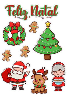 christmas stickers with santa claus and other holiday items