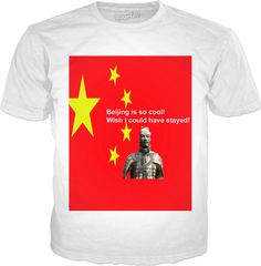 a t - shirt with an image of a man in front of the chinese flag