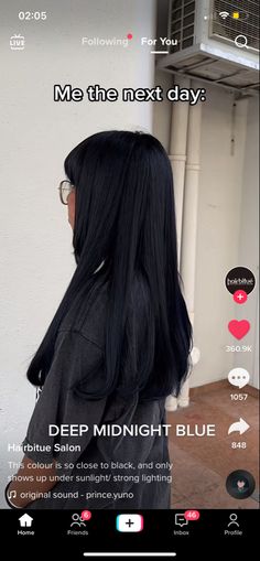 Jet Black With Blue Undertone, Black Blue Undertone Hair, Deep Midnight Blue Hair, Blue Undertone Hair, Cool Toned Dark Hair, Black Hair Blue Tint, Deep Blue Hair Color, Dark Midnight Blue Hair, Midnight Dark Blue Hair