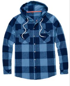 10. 6oz Casual Plaid Long Sleeve Hooded Jacket, Casual Plaid Hooded Jacket With Pockets, Plaid Cotton Hooded Hoodie, Plaid Cotton Hooded Jacket For Fall, Casual Plaid Hooded Flannel Shirt, Cozy Cotton Hooded Jacket With Adjustable Hood, Casual Blue Flannel Shirt For Outdoor, Casual Hooded Flannel Shirt For Winter, Hooded Plaid Cotton Flannel Shirt