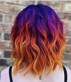 Sunset Hair Color, Flame Hair, Phoenix Hair, Sunset Hair, Fire Hair, Vivid Hair Color, Extension Hair, Pretty Hair Color, Bright Hair