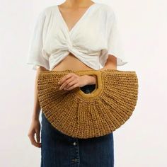 Add This Beautiful Neutral Color To Your Wardrobe In The Most Fashionable Accessory. This Woven Straw Bag Is Versatile To Use As A Clutch, Handbag Or Even Small Beach Bag. Features: Strong Top Handles, Large Opening To Slide Wrist Through, Zipper Closure, Pocket To Hold Your Phone, Keys & Lipstick. Dimensions: 18.5” Length; Height: 12” Versatile Beige Crochet Bag For Beach, Versatile Beige Crochet Beach Bag, Versatile Beige Hobo Bag For Beach, Versatile Beige Hobo Bag For The Beach, Eco-friendly Lightweight Brown Shoulder Bag, Brown Handheld Hobo Bag For Beach, Light Brown Crochet Bag For Vacation, Eco-friendly Lightweight Brown Bags, Light Brown Crochet Bag For Beach In Summer