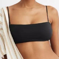 Madewell Second Wave Spaghetti Strap Bandeau Bikini Top. Color Is Black. Perfect Swim Top That Will Match Any Bottom. Brand New With Tags Attached. Size Xs And Medium Available Bandeau Tops With Adjustable Straps For Beach, Bandeau Tops With Straps For Beach, Strapless Bra Friendly Beach Top, Black Fitted Summer Tube Top, Black Cropped Swimwear For Summer, Trendy Cami Tube Top For Beach, Black Tube Top With Adjustable Straps For Summer, Black Strap Tube Top For Summer, Bandeau Crop Top With Straps For The Beach