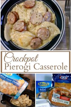 the crockpot pierogi casserole is ready to be eaten and served