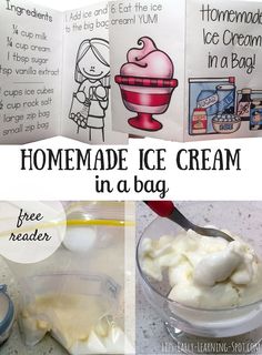 homemade ice cream in a bag with instructions to make it and use it as a recipe book