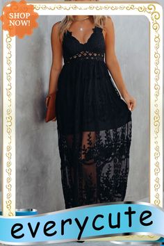 Black Lace Crisscross Backless Maxi Dress Black Maxi Dress With Lace Back, Backless Sundress Maxi Dress With Lace-up Back, Black Maxi Dress With Lace-up Back For Party, Black Lace Floor-length Maxi Dress, Sleeveless Black Maxi Dress With Lace-up Back, Backless Maxi Dress, Backless Maxi Dresses, Dresses Maxi, Women Dresses