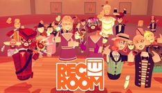 a group of people standing on top of a wooden floor in front of a red room