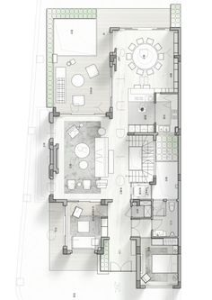 the floor plan for a house with two floors and three levels, including an open living area