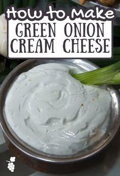 green onion cream cheese in a metal bowl