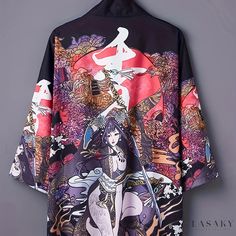 Lasaky - Stylish Anime Print Open Front Kimono: A Trendy and Versatile Cover Up for Womens Spring & Summer Wardrobe Open Front Kimono, Anime Kimono, Spring Summer Wardrobe, Style Cardigan, Summer Wardrobe, Types Of Collars, Vintage Prints, Front Open, All Over Print