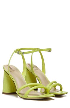 Delicate straps frame this alluring, sky-high sandal that's party-ready with a flirty buckle closure at the ankle. 4" heel (size 8.5) Open toe Adjustable ankle strap with buckle closure Leather or synthetic upper/leather lining/synthetic sole Imported Synthetic Strap Sandals For Night Out, Strappy Sandals With 4-inch Heel For Date Night, Spring Date Night Sandals With 4-inch Heel, Summer Heels With Heel Strap For Date Night, Summer Date Night Heels With Heel Strap, Spring Sandals With 4-inch Heel For Night Out, High Heel Sandals For Date Night In Spring, Spring Strappy Synthetic Heels, Strappy Synthetic Heels For Spring