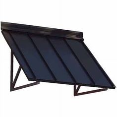 a black awning on top of a metal stand